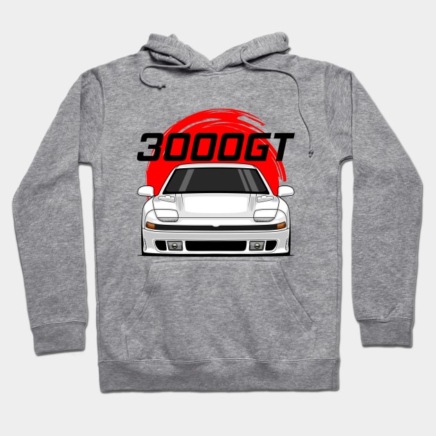 Front White 3000GT 1990 1993 JDM Hoodie by GoldenTuners